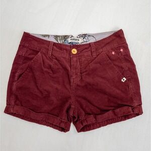 Indie‎ Sleaze Red Corduroy Shorts - Rock & Roll Embroidered Pockets - Women's S